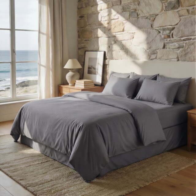 Dejorine - Taies d'oreiller X2 en coton - Gris souris