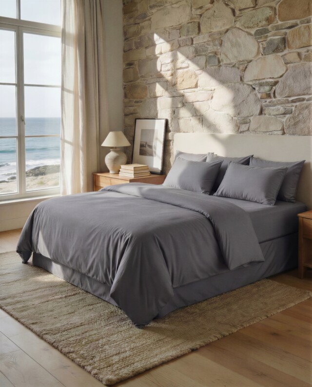 Dejorine - Taies d'oreiller X2 en coton - Gris souris