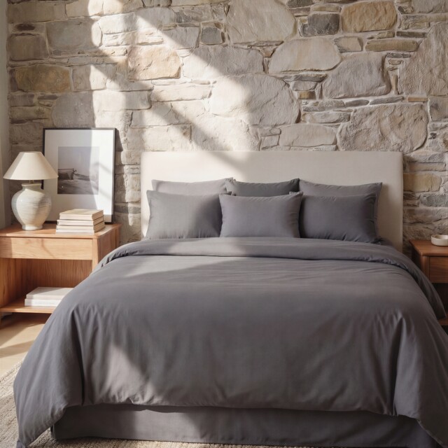 Dejorine - Taies d'oreiller X2 en coton - Gris souris