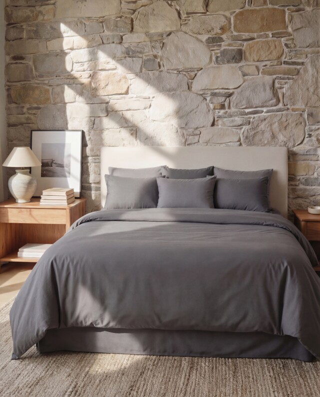 Dejorine - Taies d'oreiller X2 en coton - Gris souris