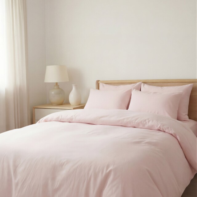 Dejorine - Parure de lit en Percale de coton - Rose poudré