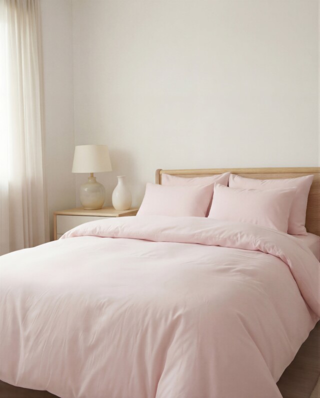 Dejorine - Parure de lit en Percale de coton - Rose poudré