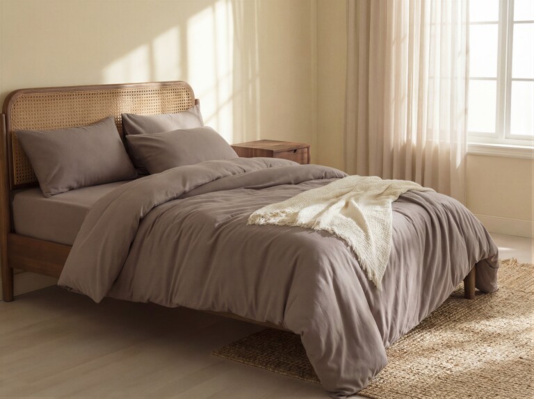 Dejorine - Drap housse en Coton - Marron taupe – 90x200cm / Bonnet 40cm