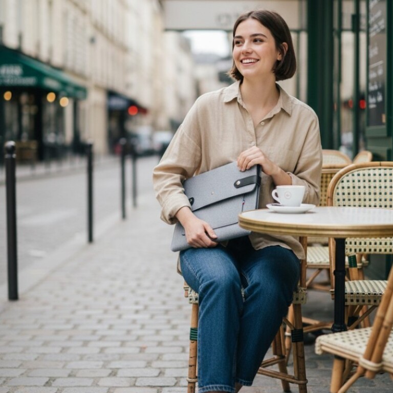 Saint-Lazare - Pochette ordinateur Made in France - Gris clair