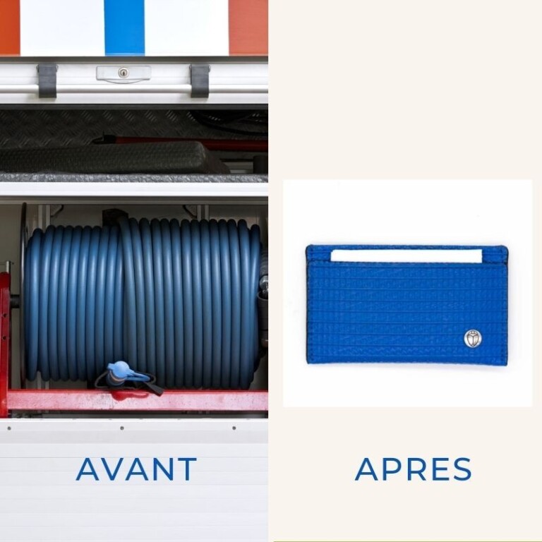Saint-Lazare - Porte-cartes bleu en lance à incendie