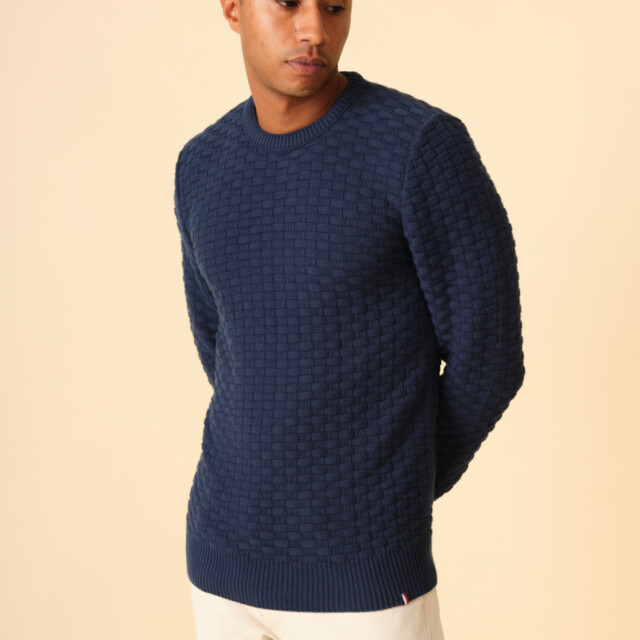 Montlimart - PULL DAMIER BLEU FONCE