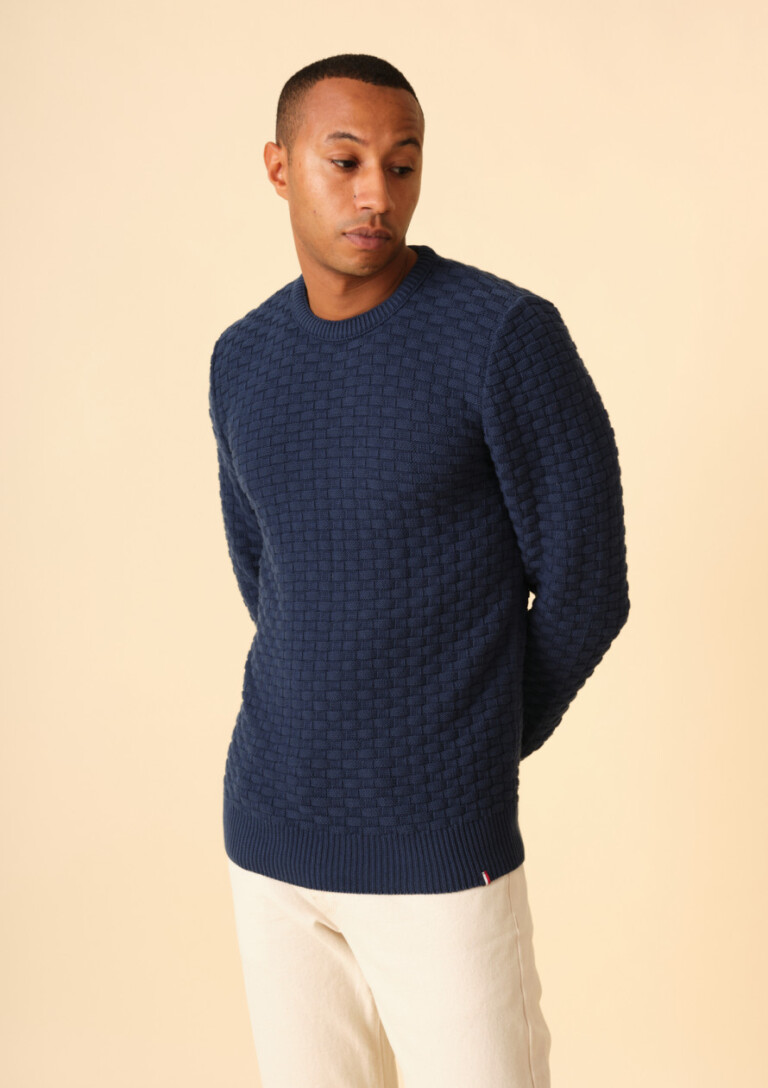 Montlimart - PULL DAMIER BLEU FONCE