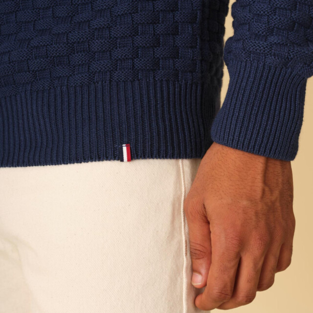 Montlimart - PULL DAMIER BLEU FONCE