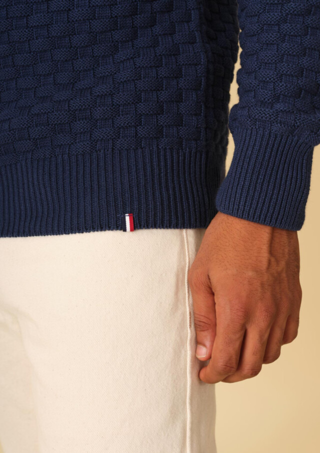 Montlimart - PULL DAMIER BLEU FONCE