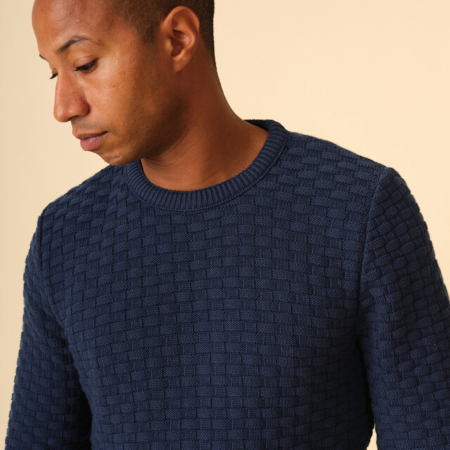 Montlimart - PULL DAMIER BLEU FONCE