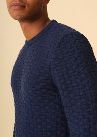 Montlimart - Pull Damier Bleu Fonce