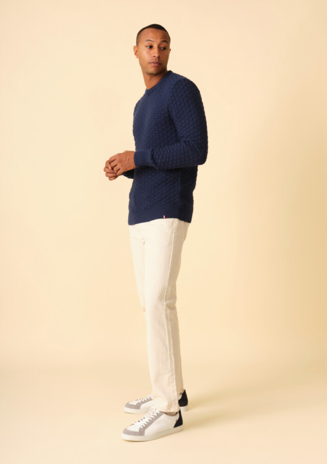 Montlimart - PULL DAMIER BLEU FONCE