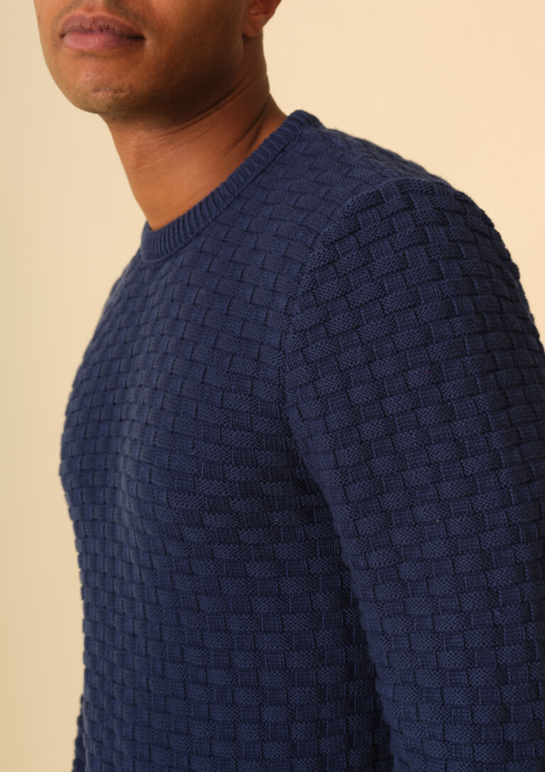 Montlimart - PULL DAMIER BLEU FONCE