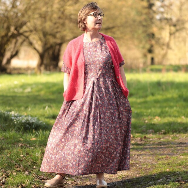 Quintessence - Robe Louisa - Coton fleurs d'aubergine