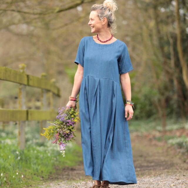 Quintessence - Robe Louisa - Lyocell denim bleu