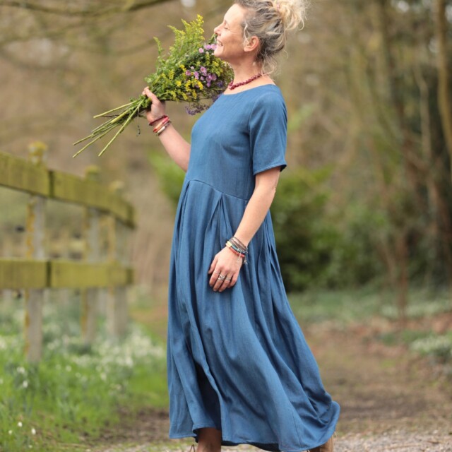 Quintessence - Robe Louisa - Lyocell denim bleu
