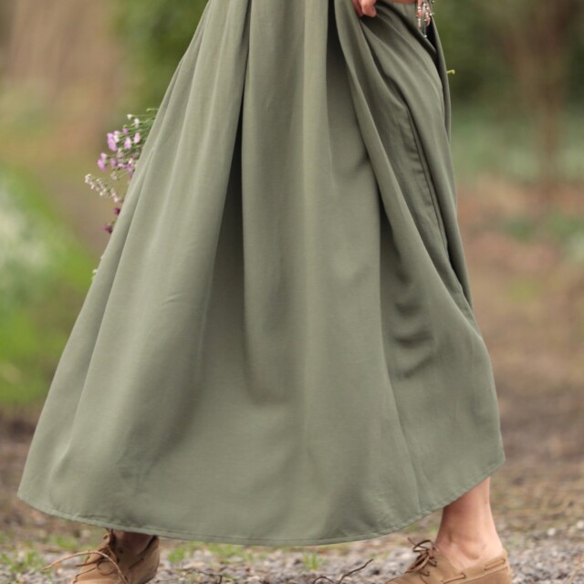 Quintessence - Robe Louisa - Viscose/lin kaki