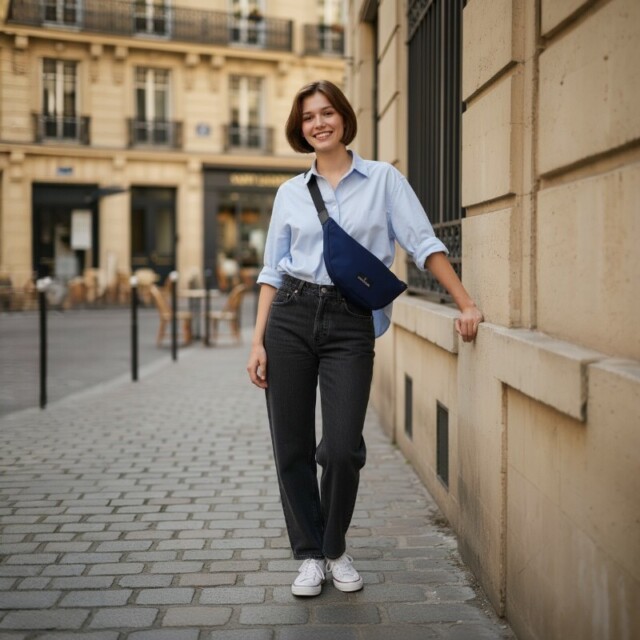 Saint-Lazare - Sac demi lune bleu marine