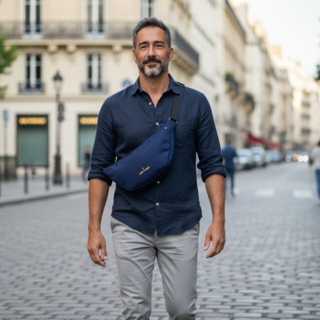 Saint-Lazare - Sac demi lune bleu marine