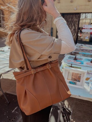 Maison Rottier - Sac Cabas en Cuir Camel  Eva
