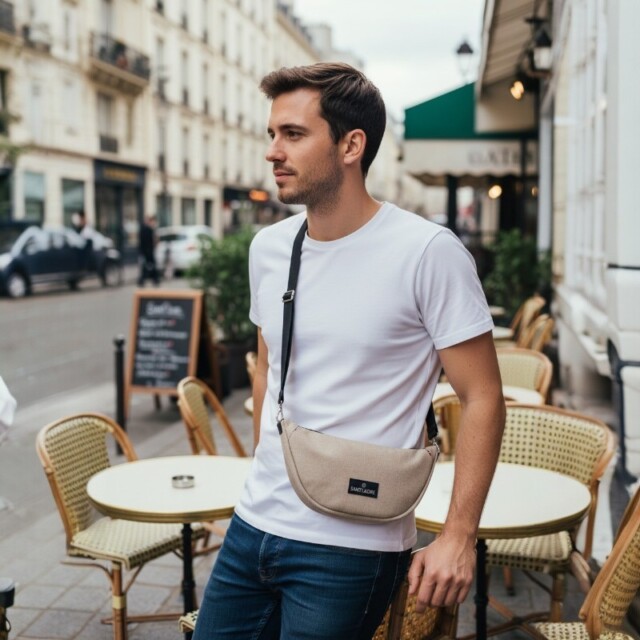 Saint-Lazare - Sac demi lune beige