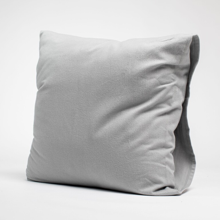 Dejorine - Taies d'oreiller X2 en Flanelle de coton - Gris argent – 80x80cm