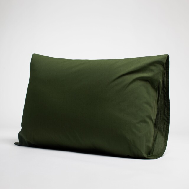 Dejorine - Taies d'oreiller X2 en Percale de coton - Vert sapin