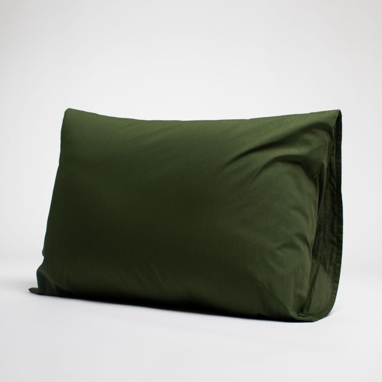 Dejorine - Taies d'oreiller X2 en Percale de coton - Vert sapin – 80x80cm