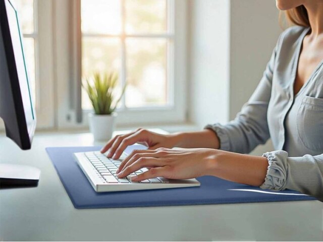 Lavoisier Maroquinier - Sous-main à rebord 80cm en cuir bleu - SM600-80