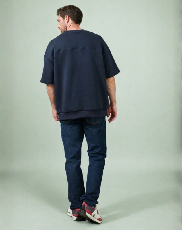 Lemahieu - Sweat manches courtes Coton BIO - Marine - Homme