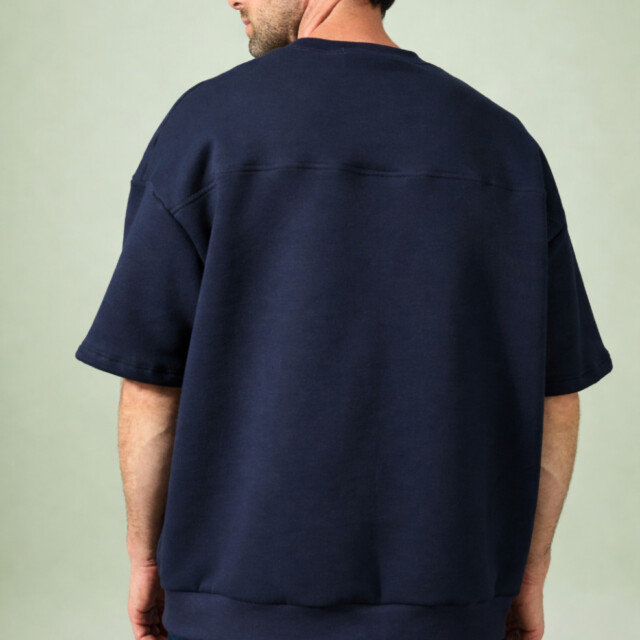 Lemahieu - Sweat manches courtes Coton BIO - Marine - Homme