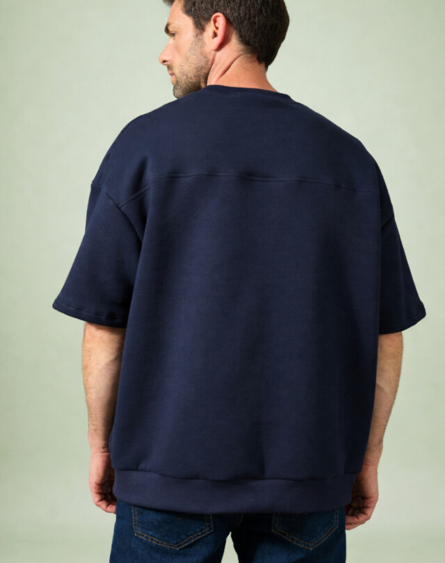 Lemahieu - Sweat manches courtes Coton BIO - Marine - Homme