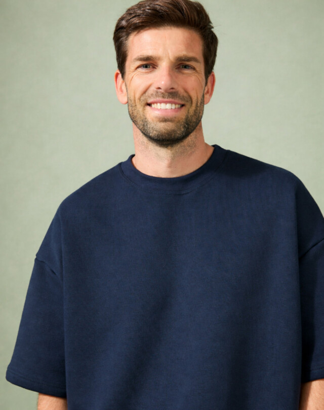 Lemahieu - Sweat manches courtes Coton BIO - Marine - Homme