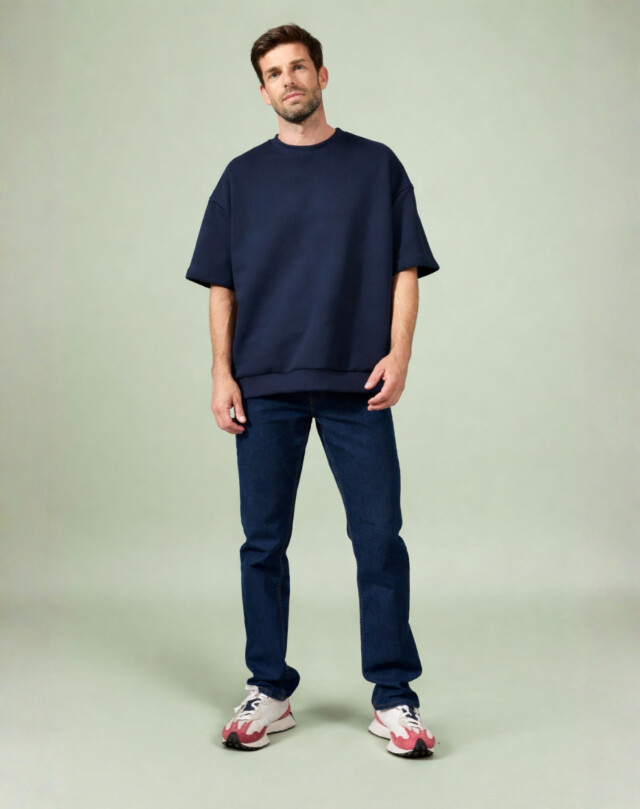 Maison Lemahieu - Sweat manches courtes Coton BIO – Marine – Homme