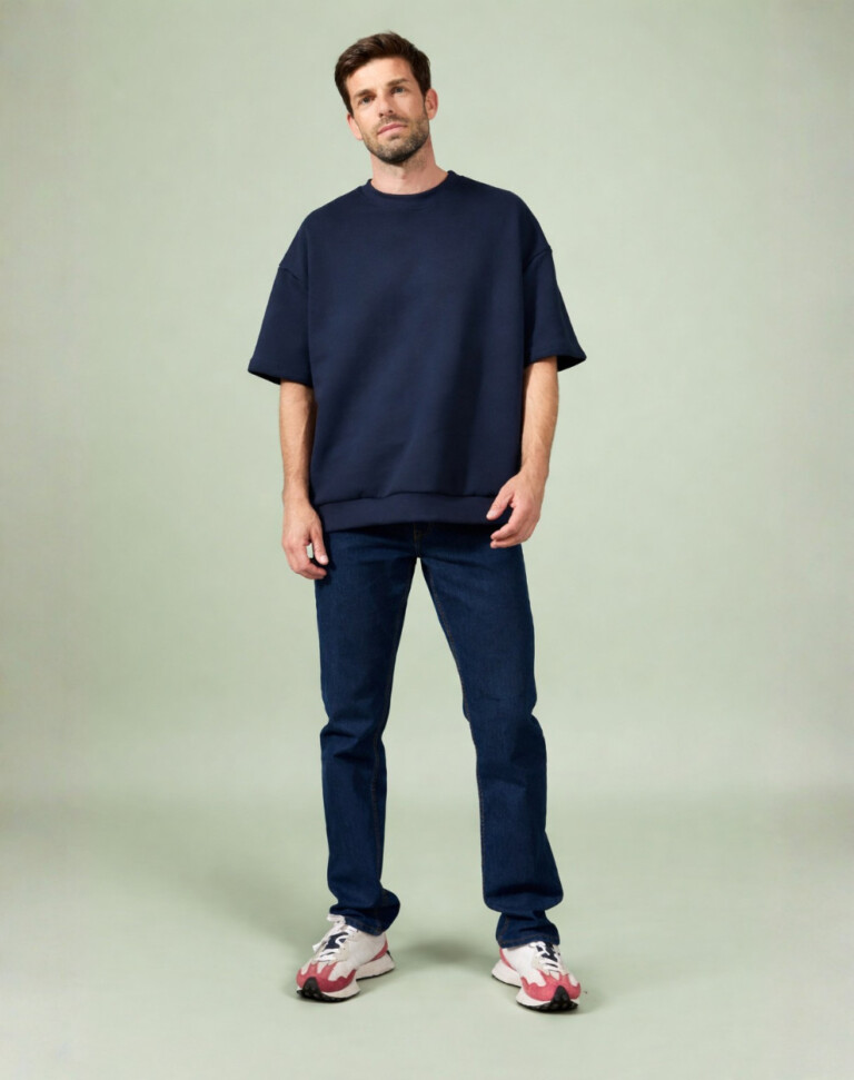 Lemahieu - Sweat manches courtes Coton BIO - Marine - Homme