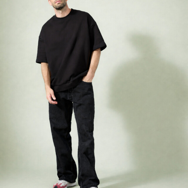 Lemahieu - Sweat manches courtes Coton BIO - Noir - Homme