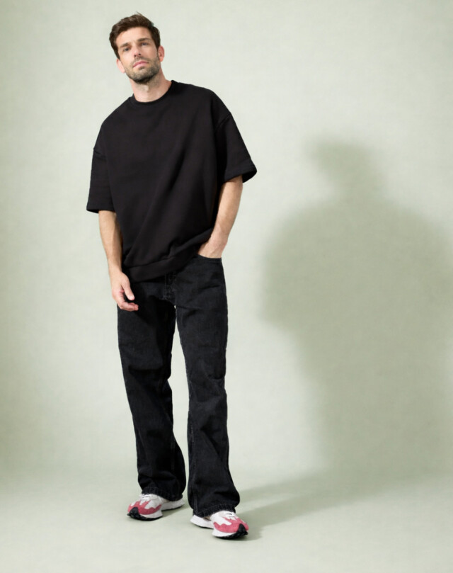 Lemahieu - Sweat manches courtes Coton BIO - Noir - Homme