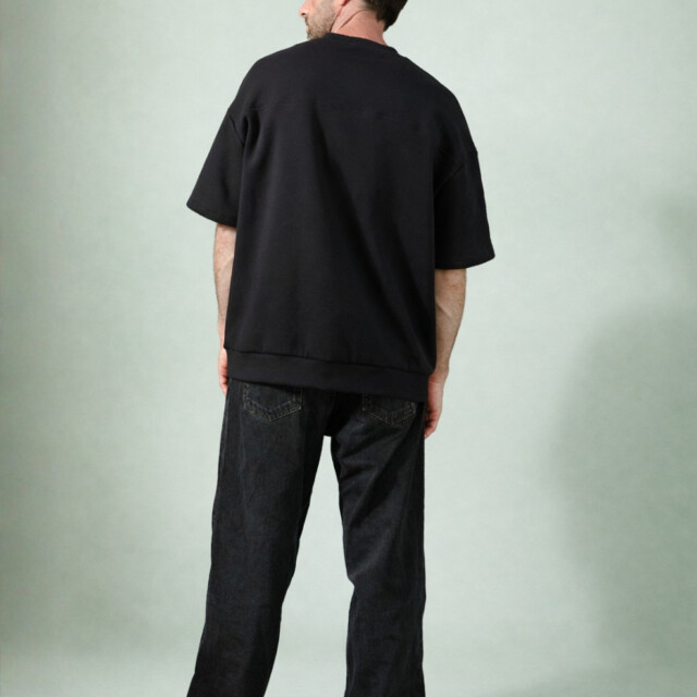 Lemahieu - Sweat manches courtes Coton BIO - Noir - Homme