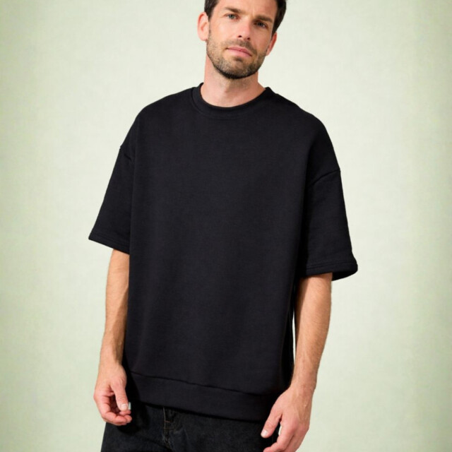 Lemahieu - Sweat manches courtes Coton BIO - Noir - Homme