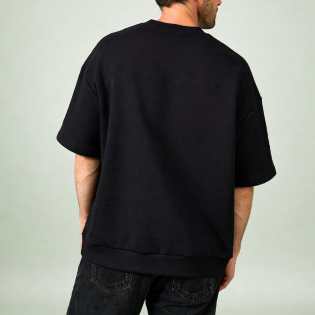 Lemahieu - Sweat manches courtes Coton BIO - Noir - Homme