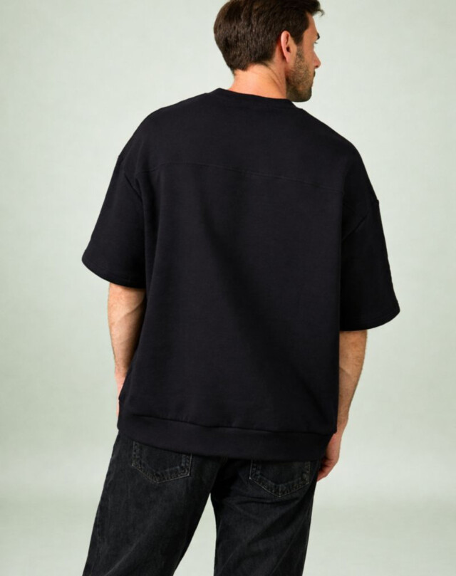 Lemahieu - Sweat manches courtes Coton BIO - Noir - Homme