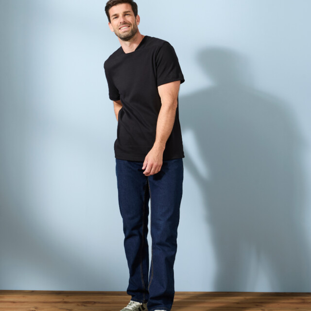 Lemahieu - T-shirt épais col signature en Coton Bio - Noir - Homme