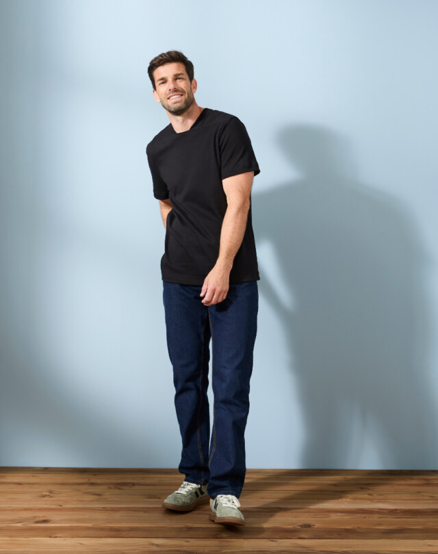 Lemahieu - T-shirt épais col signature en Coton Bio - Noir - Homme