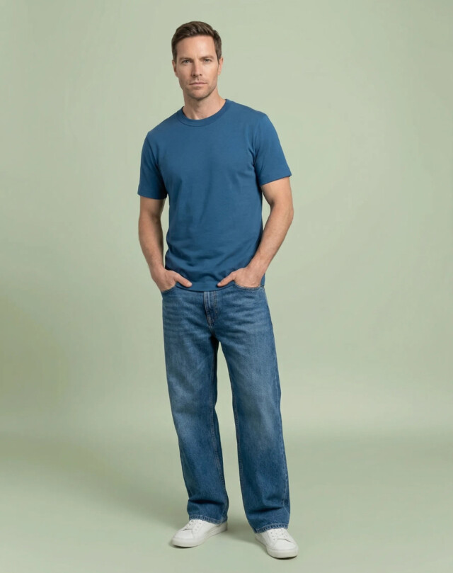 Lemahieu - T-shirt épais en Coton Bio - Bleu Jade - Homme