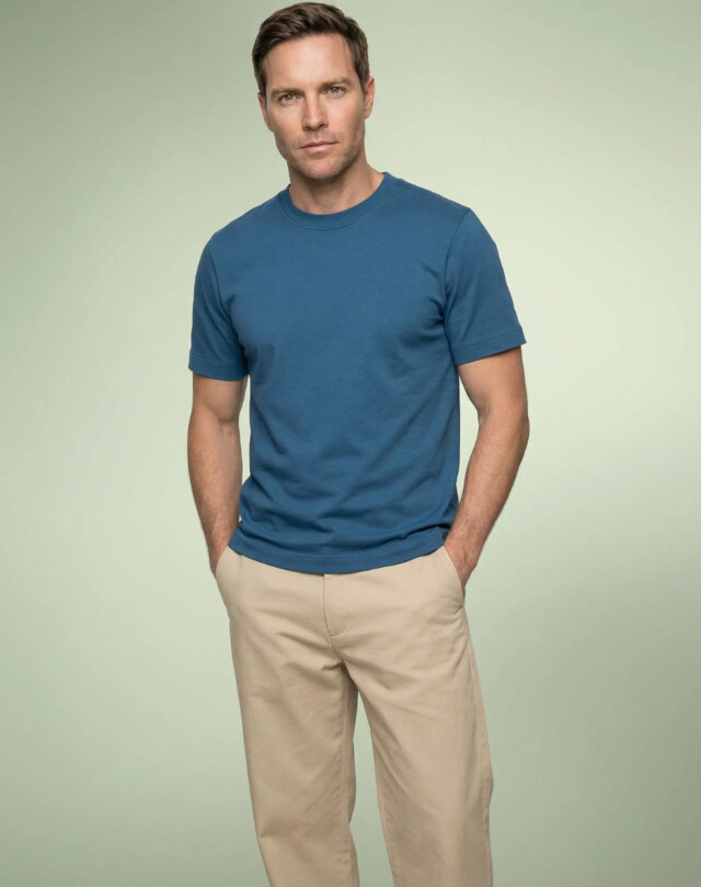 Lemahieu - T-shirt épais en Coton Bio - Bleu Jade - Homme