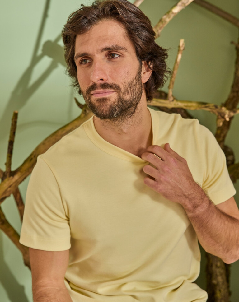 Lemahieu - T-shirt épais en Coton Bio - Jaune beurre - Homme