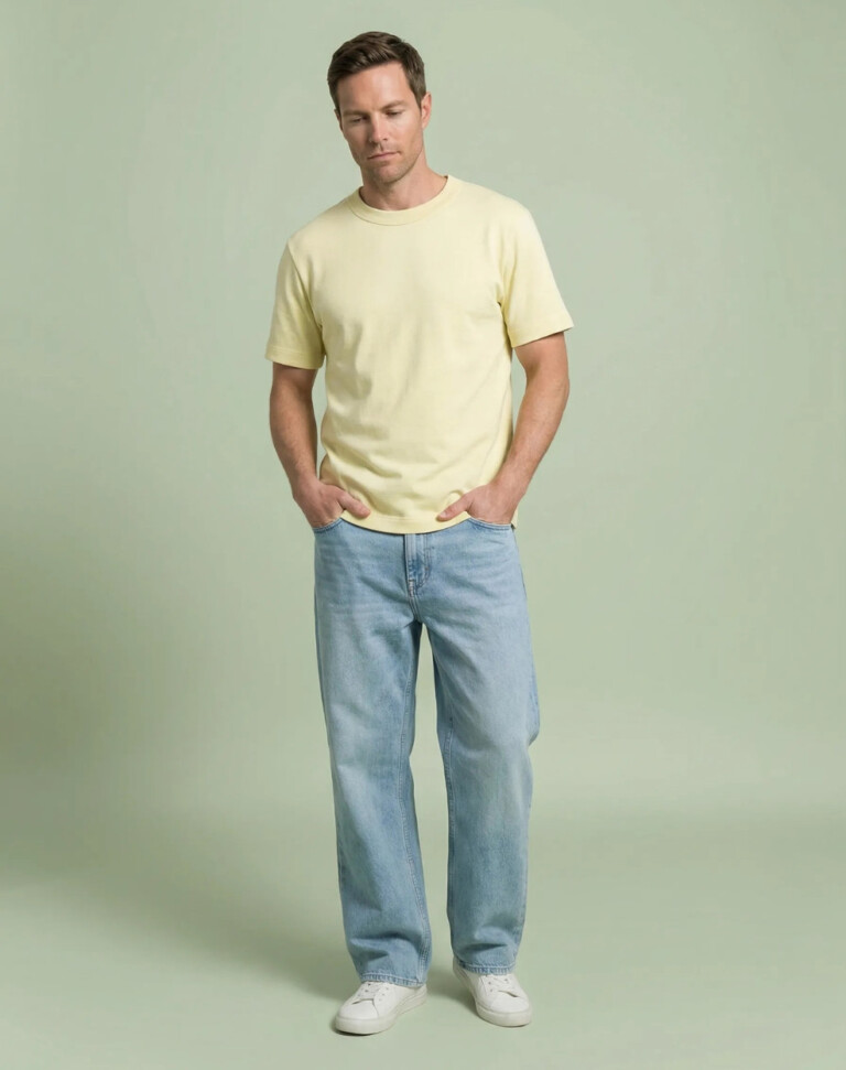 Lemahieu - T-shirt épais en Coton Bio - Jaune beurre - Homme