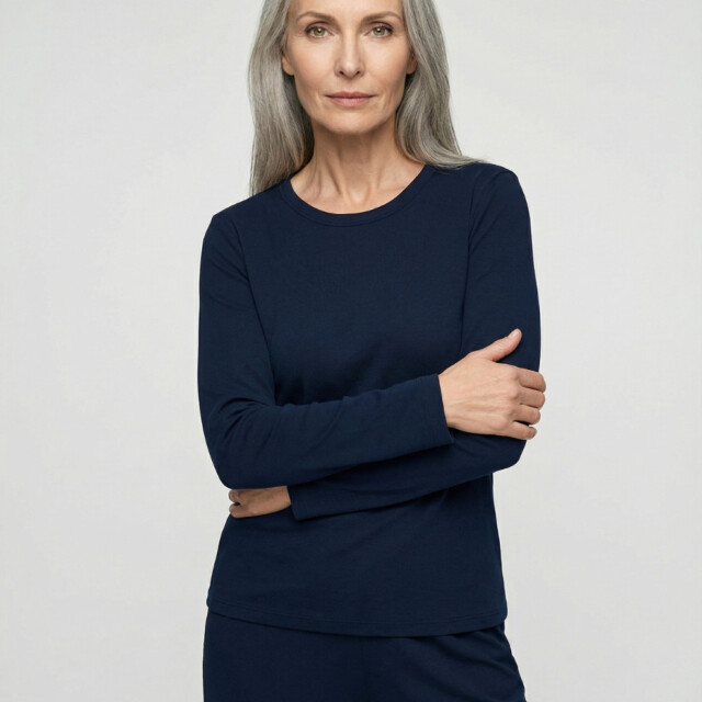 Lemahieu - T-shirt manches longues coton modal - Marine - Femme