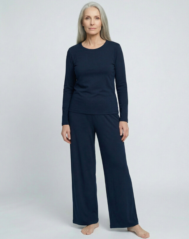 Lemahieu - T-shirt manches longues coton modal - Marine - Femme