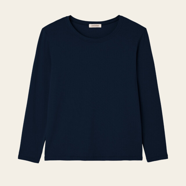 Lemahieu - T-shirt manches longues coton modal - Marine - Femme